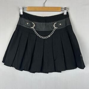 Royal Bones Daang Goodman Pleated Mini Skirt with Chain Goth Punk Womens Size XS